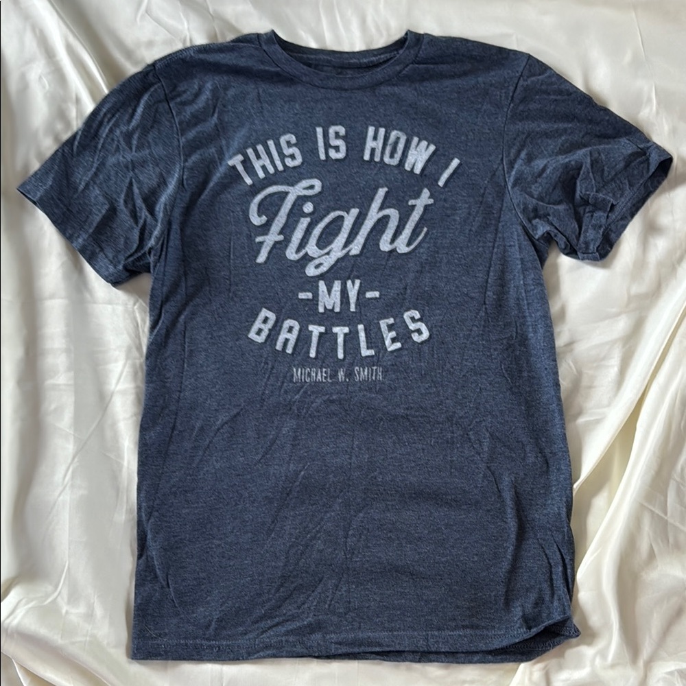 Blue Short Sleeve Tee with Bold Graphic